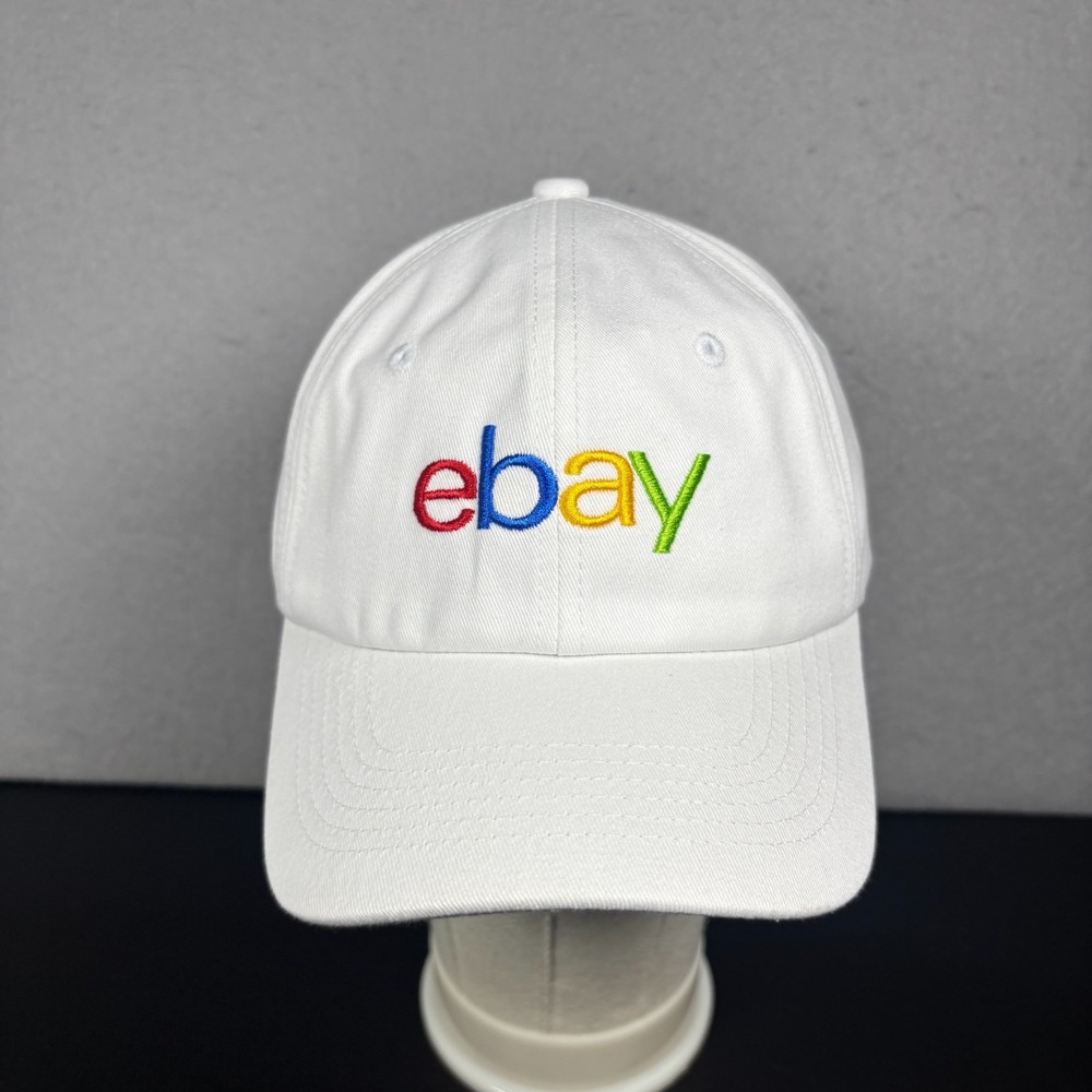 eBay Corporate Swag Logo White Baseball Cap Hat Embroidered Promo Adjustable OS